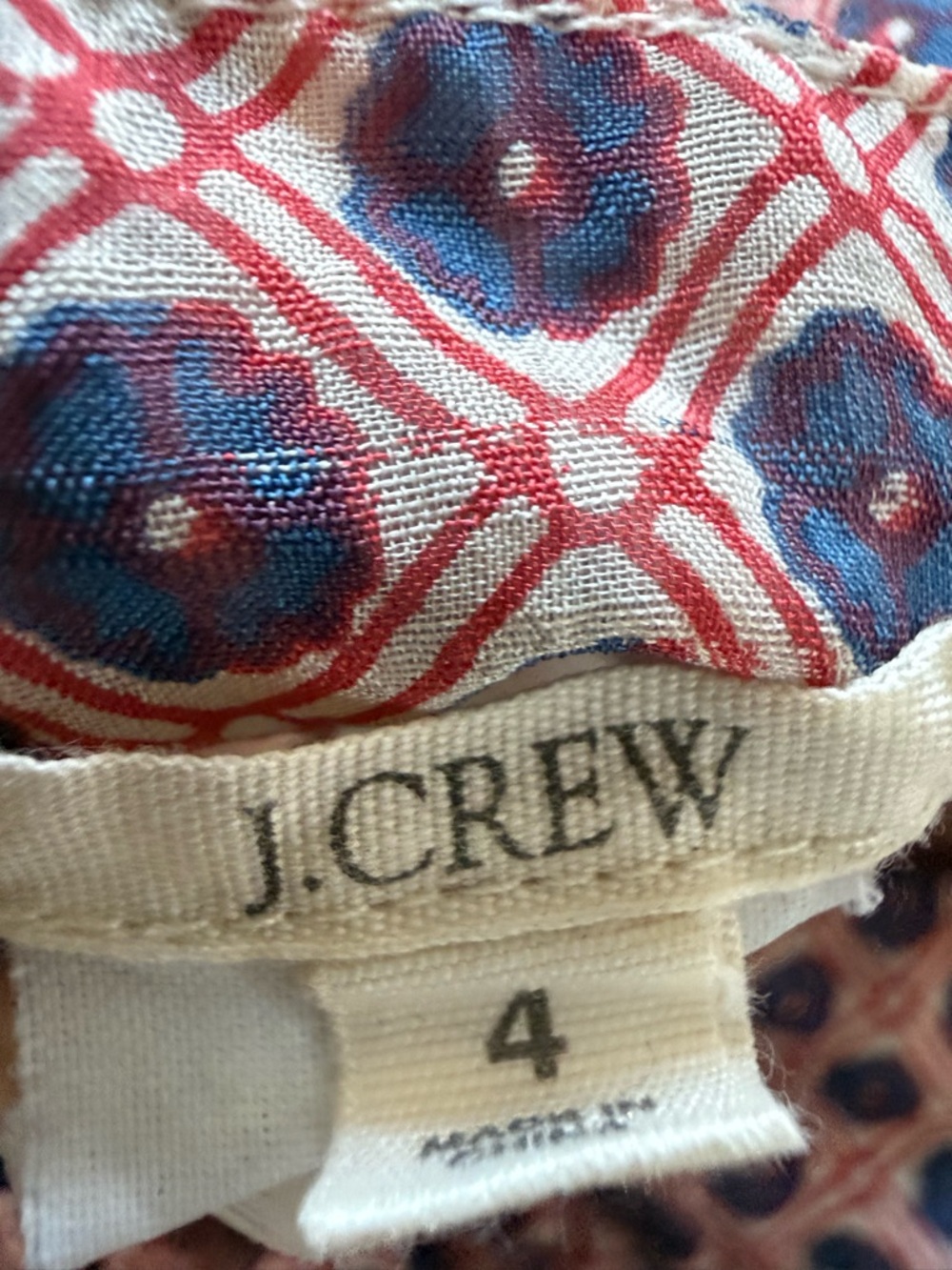 J. Crew Red and Blue Geometric Print Dress - Picture 3 of 3